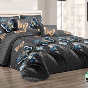 5 Piece Quilt Set Size: Queen-King Includes 1x quilt, 2x continental pillowcases and 2x standard pillowcases.
