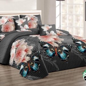5 Piece Quilt Set Size: Queen-King Includes 1x quilt, 2x continental pillowcases and 2x standard pillowcases.