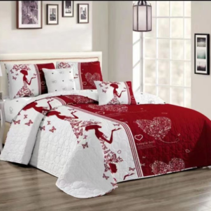 A white-and-red quilt featuring a playful, charming motif that adds personality while still maintaining an elegant, refined look. Perfect for bringing a touch of fun into a sophisticated room without compromising its overall style.