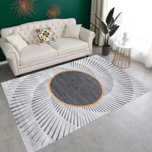 A three-dimensional carpet featuring bold patterns and vibrant, eye-catching colors that create a striking, textured visual effect.