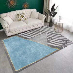 A three-dimensional carpet featuring bold patterns and vibrant, eye-catching colors that create a striking, textured visual effect.