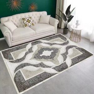 A three-dimensional carpet featuring bold patterns and vibrant, eye-catching colors that create a striking, textured visual effect.