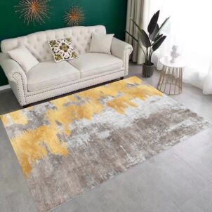 A three-dimensional carpet featuring bold patterns and vibrant, eye-catching colors that create a striking, textured visual effect.