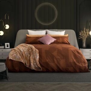 Pierre Cardin duvet cover including 2 pillow cases, crafted with premium fabric for a luxurious feel, featuring an elegant tan design that adds sophistication and style to any bedroom decor.