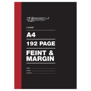 A4 Hardcover 2 Quire Feint and Margin 192 Page Book