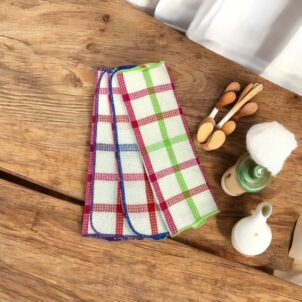 Three-pack of printed pink swab dishcloths, each measuring 350mm by 350mm, ideal for kitchen cleaning tasks.