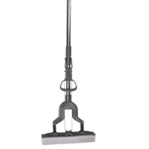 Sponge absorbent mop with a long, stretchable, and adjustable rod; features an extra-absorbent head for efficient cleaning, a lightweight design, and easy storage for everyday household use