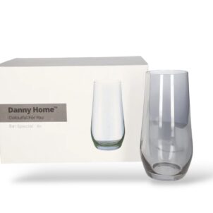 Set of 6 tall, classic tumbler glasses with a gorgeous design, perfect for serving juice, water, or other beverages in style.