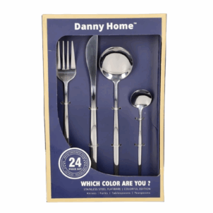 Strong, durable, and beautiful silver cutlery set, perfect for parties and private dinners, elegantly arranged to highlight its luxurious finish and high-quality design.