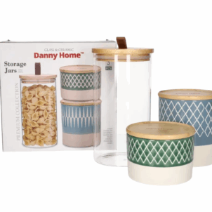 Set of 3 modern kitchen canisters with sleek, minimalist design, suitable for any kitchen décor