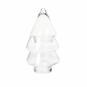 Clear glass two-layer cookie jar with a decorative design, featuring stacked compartments filled with assorted cookies. The jar has a classic round shape with a fitted glass lid, making it both a functional storage piece and a charming kitchen decor item.