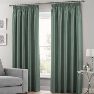 Faux silk curtains available in a variety of rich colours, showcasing a smooth, lustrous finish that adds a touch of luxury and elegance to any space.