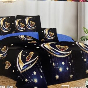 Quilt set with matching pillowcases in bold, vibrant colors and elegant patterns, creating a stylish and eye-catching bedroom look.