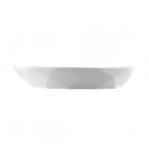 White ceramic deep dish suitable for serving salads or pasta, shown on a plain background