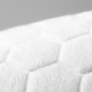 Plush memory foam bathroom mat with a soft, cushioned surface that contours to the feet, providing comfort and support while absorbing moisture.