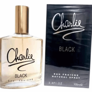 Charlie Black ladies perfume bottle with rich fragrance notes of mandarin, cherry, and amber