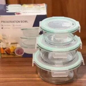 Three-piece preservation bowl set featuring durable containers and airtight smart locking lids for secure food storage