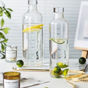 Borosilicate glass bottle designed for durability and thermal resistance, suitable for storing liquids safely.