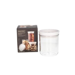 Clear plastic container with airtight lid.
