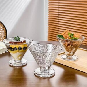 Elegant set of four dessert bowls, perfect for everyday use or special occasions.