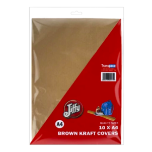 Pack of 10 A4-sized brown Kraft paper book covers for protecting school books.