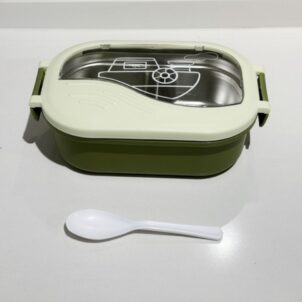 Durable stainless steel lunchbox with spoon included.