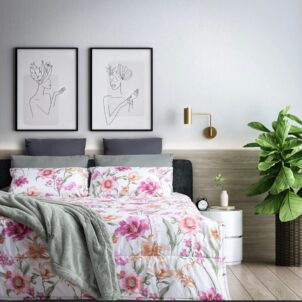 Soft microfibre comforter set available in double, queen, and king sizes.